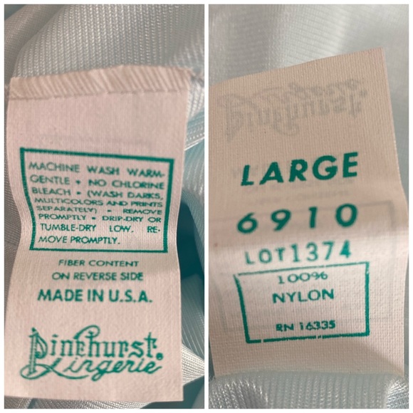 VTG Long Blue Lacey Nylon Full Slip Pinehurst Lingerie 1980s Size L Large W Tag - Picture 9 of 12